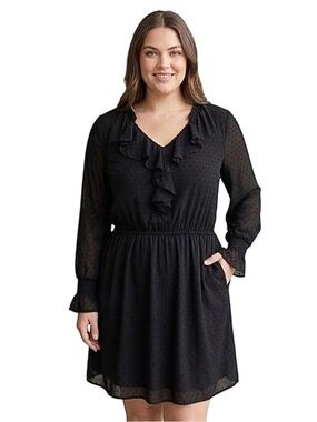 Gap Black Swiss Dot Ruffled Mini Dress Size XL